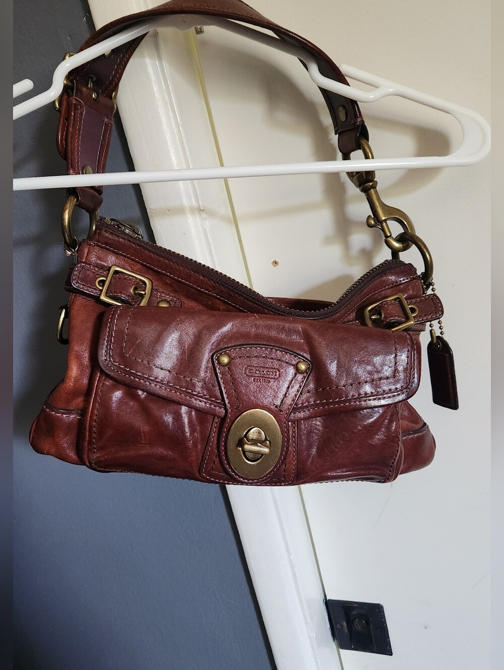 Coach Chestnut Brown Leather Turnlock Shoulder Bag